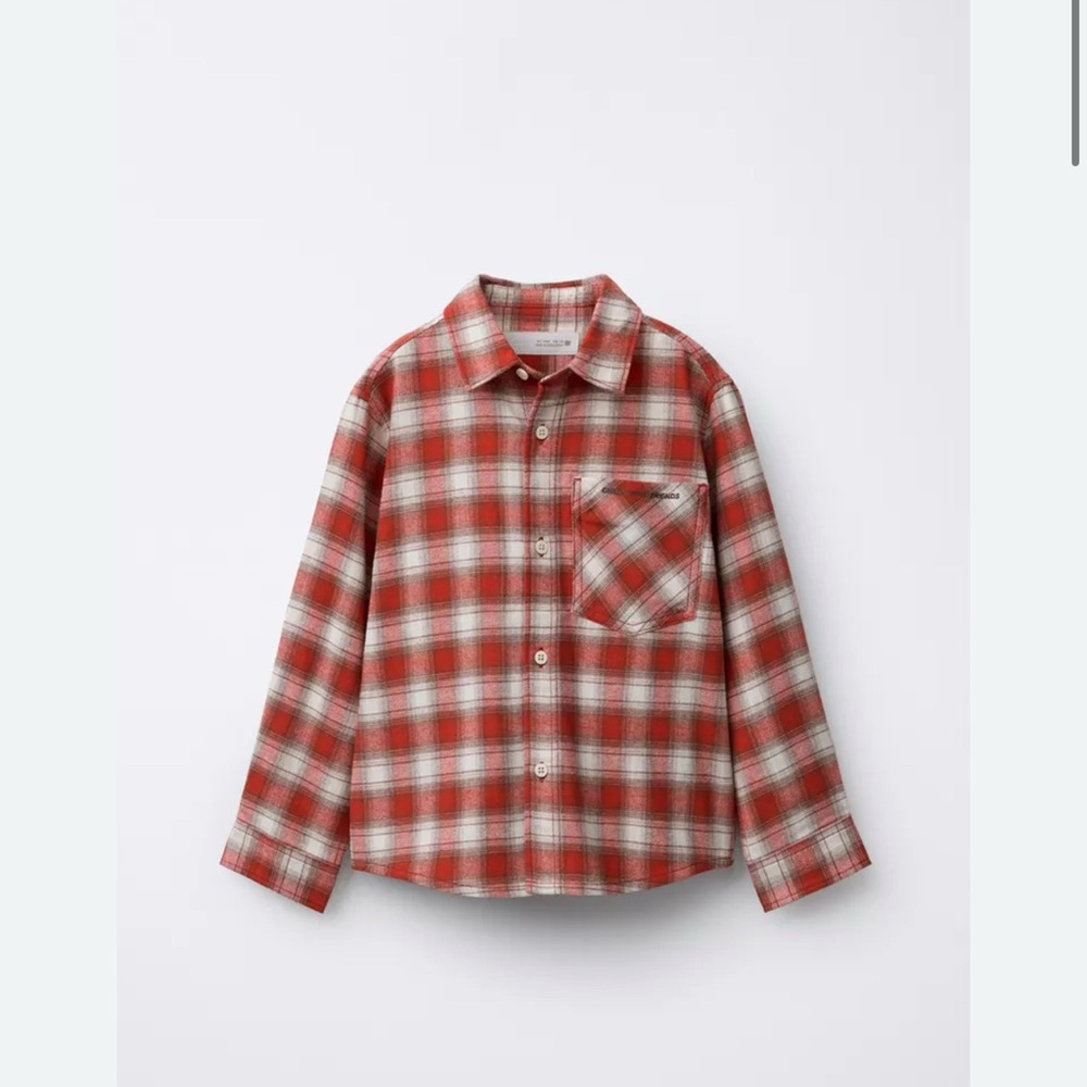 Zara Plaid Kids flannel Shirt - Red and White size 8-9 like new